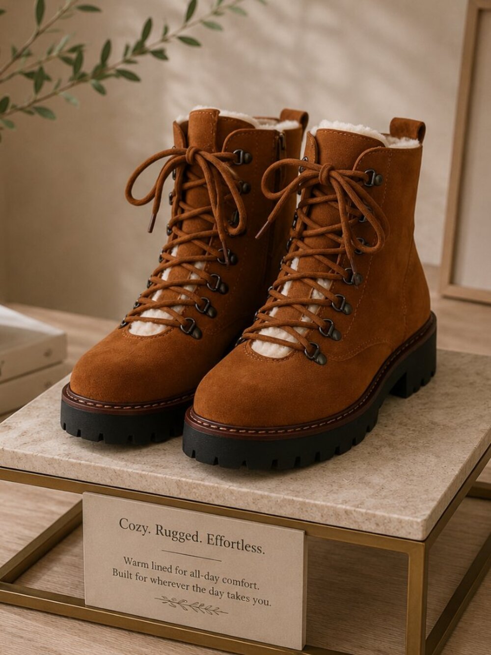 NEW! JEFFREY CAMPBELL Tan Suede Lace-Up Boots